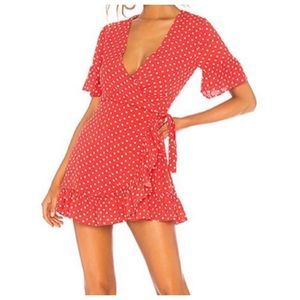 Revolve privacy please polka dot wrap mini dress